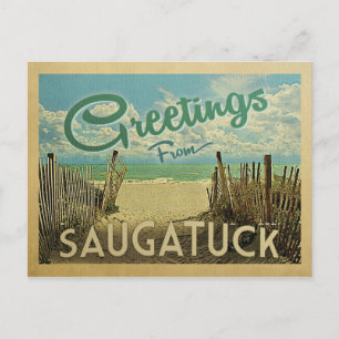 Saugatuck Beach Vintage resor Vykort