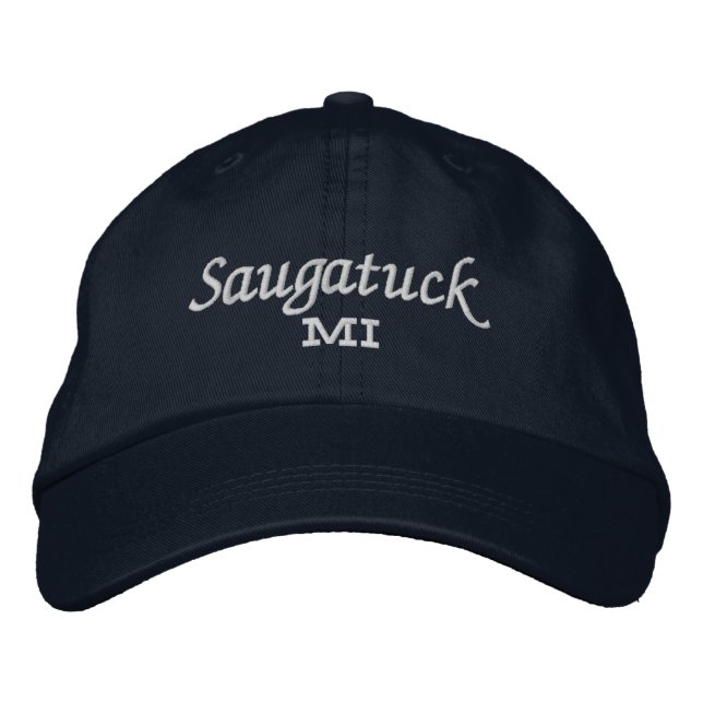 Saugatuck Michigan Embroired Baseball Hat Broderad Keps (Framsida)