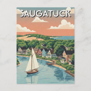 Saugatuck Segelbåt Michigan Resa Vykort