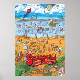 Saugatuck strandaffisch (liten 13" x 19") poster