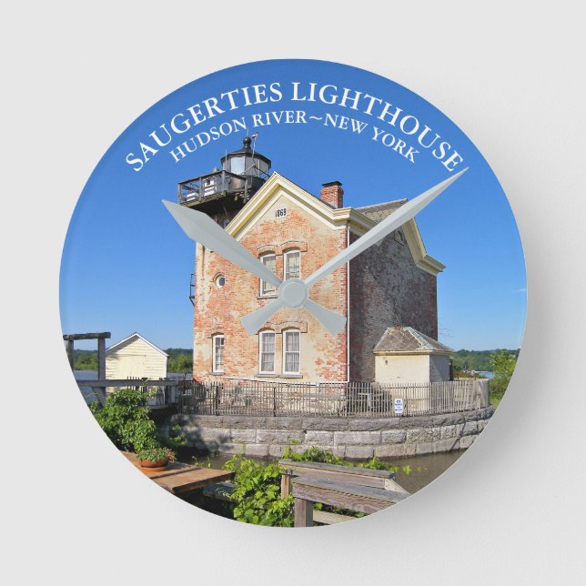 Saugerties Lighthouse, New York Clock Rund Klocka (Framsida)