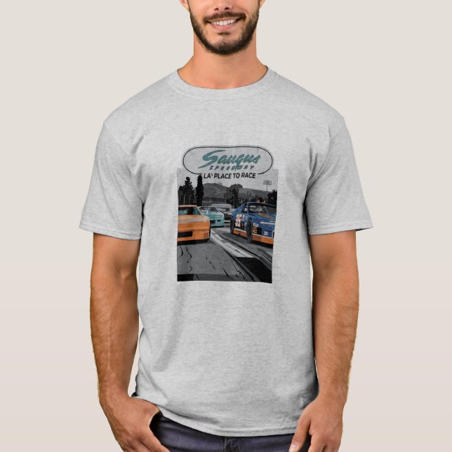 Saugus Speedway Vintage tävlingsbil T Shirt (Framsida)