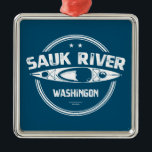 Sauk River Washington Kayaking Julgransprydnad Metall<br><div class="desc">Saukfloden är en biflod av Skagitfloden,  ungefär 45 sjömil lång,  i nordvästra Washington. Det dränerar ett område av det stora Cascade-området i Puget Ljud norr om Seattle.</div>