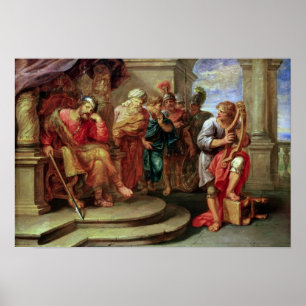 Saul som lyssnar till David som leker harpan Poster