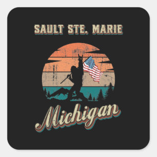 Sault Ste. Marie Michigan Fyrkantigt Klistermärke