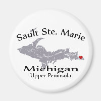 Sault Ste Marie Michigan Heart Karta Design Magnet