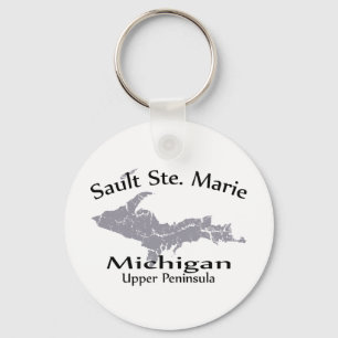 Sault Ste Marie Michigan kartadesign Keychain Nyckelring
