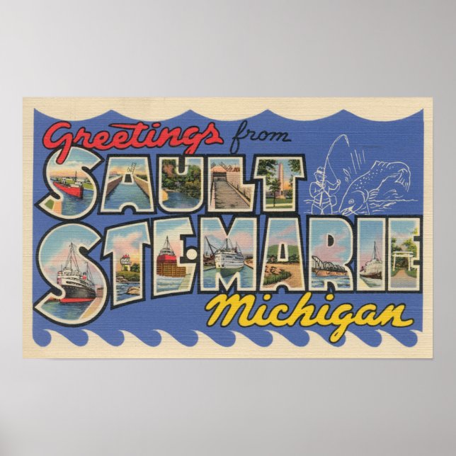 Sault Ste. Marie, Michigan - Stora Brev Poster (Framsidan)