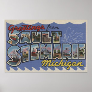 Sault Ste. Marie Michigan - stora brevplatser Poster