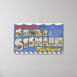 Sault Ste. Marie Michigan - stort brev Canvastryck