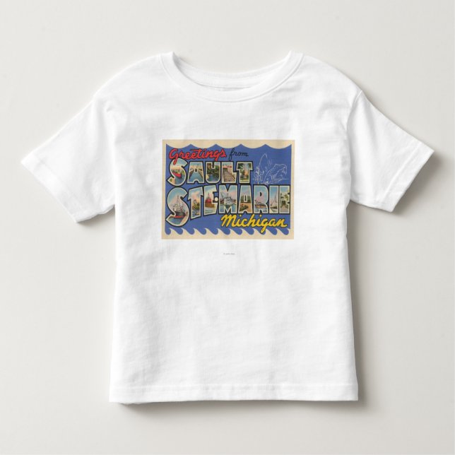 Sault Ste. Marie Michigan - stort brev T Shirt (Framsida)