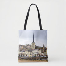Saumur flodstrand scen all over print tote bag