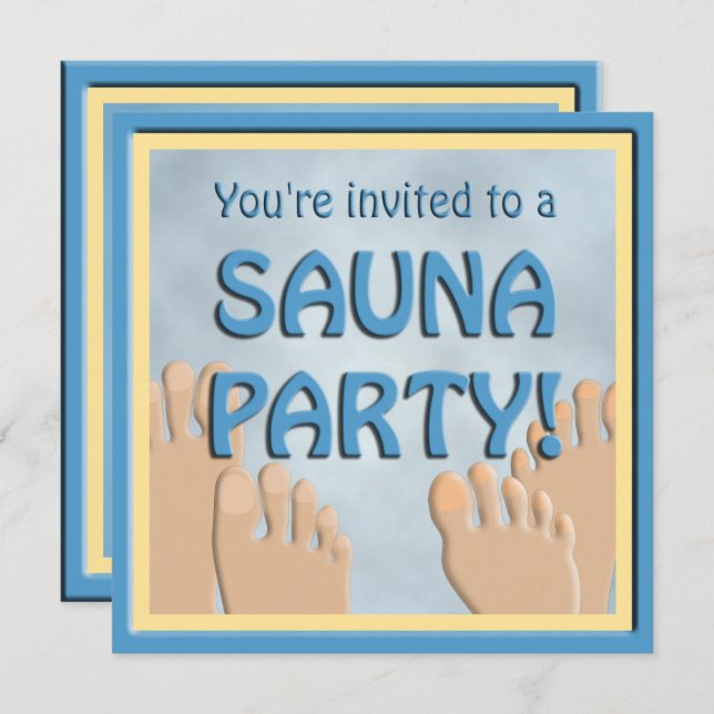 Sauna Party Funny Feet Cute-inbjudan Inbjudningar (Fram/baksida)