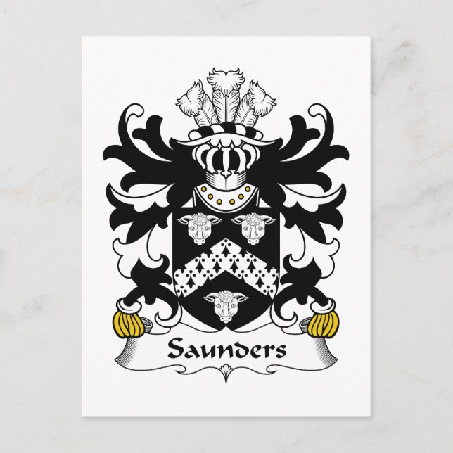 Saunders Family Crest Vykort (Framsida)