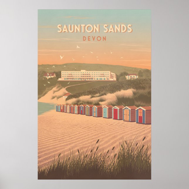 Saunton Sands Devon Resemålningaffisch Poster (Framsidan)