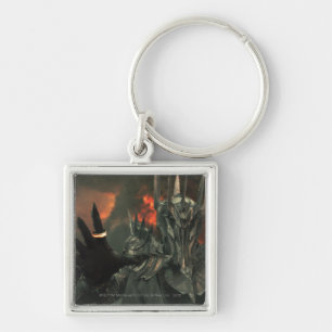 Sauron med Hand Fyrkantig Silverfärgad Nyckelring
