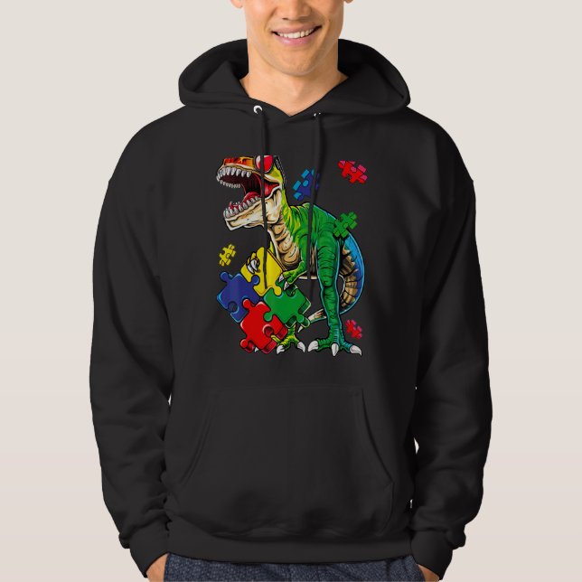 Saurus Dinosaur Saurus Autism Awareness Hoodie (Framsida)