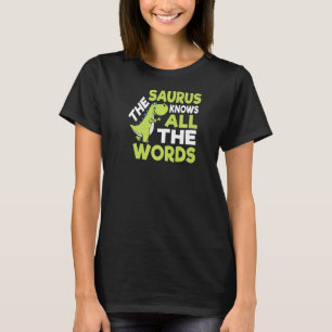 Saurus Thesaurus Pun Dinosaur T Shirt