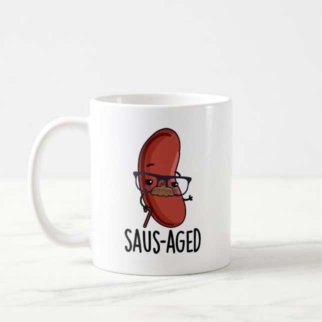 Saus-åldras Funny Old Sause Puns Kaffemugg (Vänster)