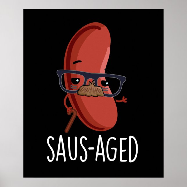 Saus-åldras Funny Old Sause Puns Mörk BG Poster (Framsidan)