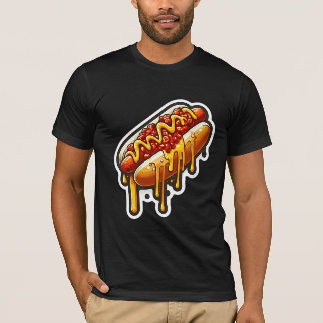 SAUSAGE-CHILI CHEESE HETT HUND 4 T SHIRT (Framsida)