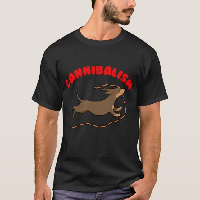 Sausage Dog Cannibal friend family T Shirt (Framsida)