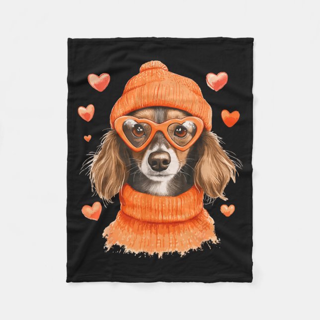 Sausage Dog Heart Doxie Girl Valentine's Day Women Fleecefilt (Framsidan)