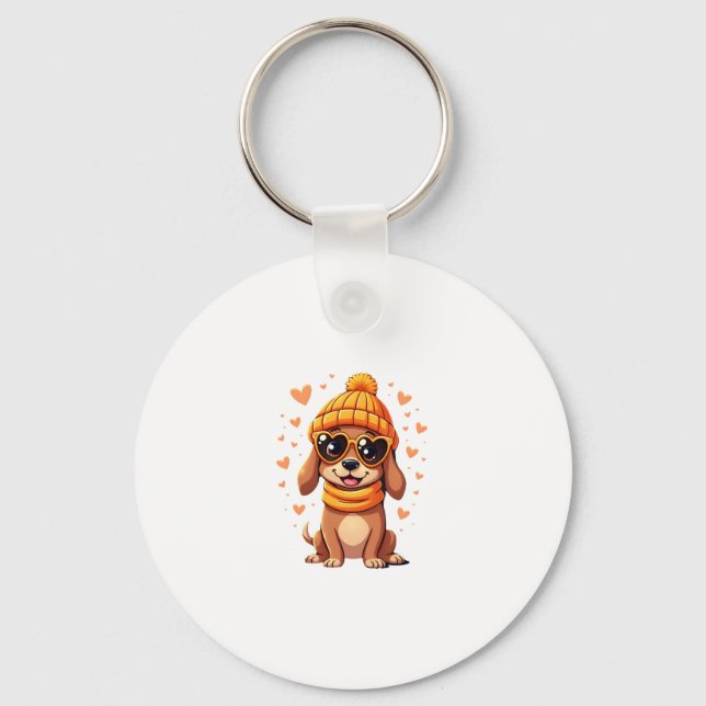 Sausage Dog Heart Doxie Girl Valentine's Day Women Nyckelring (Framsida)