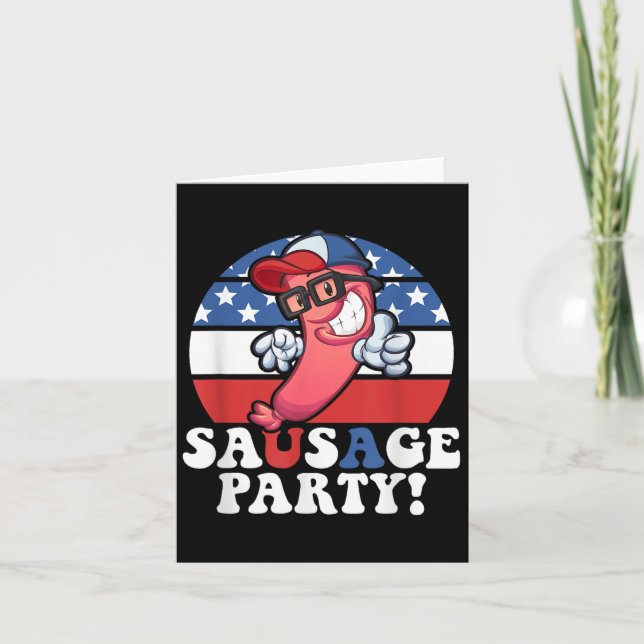 Sausage Party American Flag Usa Bbq Funny 4th Of J Kort (Framsida)
