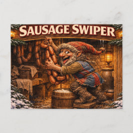 Sausage Swiper Yule Lad postcard Vykort