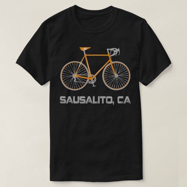 Sausalito CA Bike Cyclist T Shirt (Design framsida)