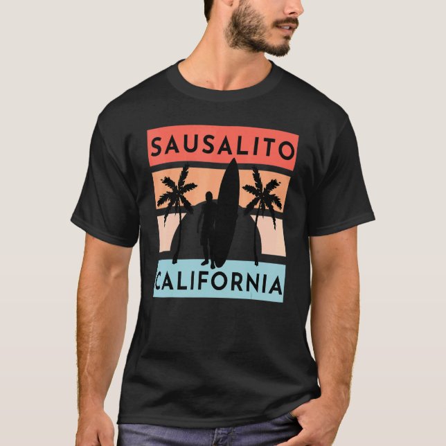 Sausalito California Beach Surfa Summer Vacation V T Shirt (Framsida)