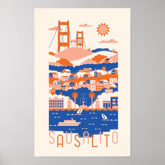 Sausalito California Travel Poster (Framsidan)