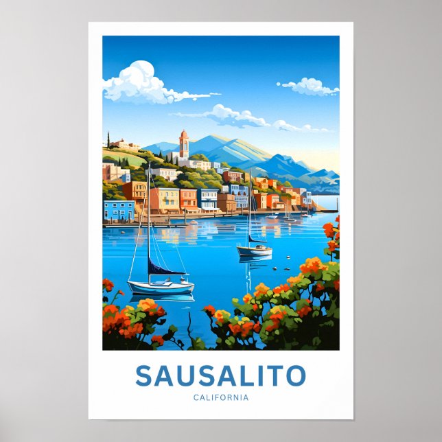Sausalito California Travel Print Poster (Framsidan)