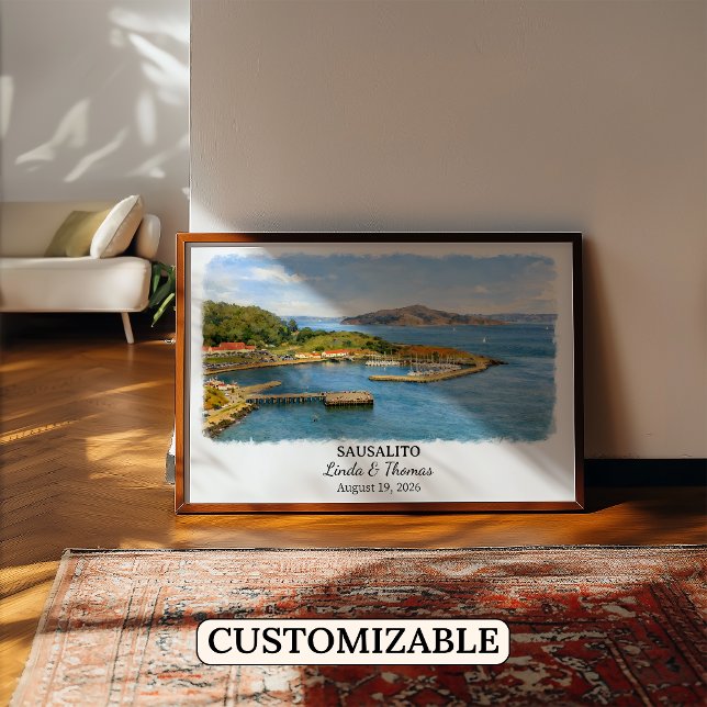 Sausalito Kalifornien Affisch, Akvarell, Anpassad Poster (Skapare uppladdad)