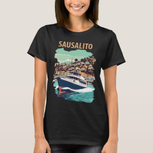 Sausalito Kalifornien Hamn Retro Resa T Shirt