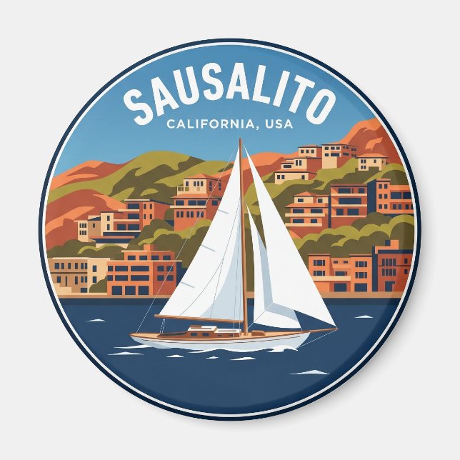 Sausalito Kalifornien Magnet (Framsidan)