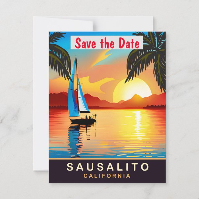 Sausalito Kalifornien Segelbåt Bröllopsinbjudan Spara Datumet (Framsida)