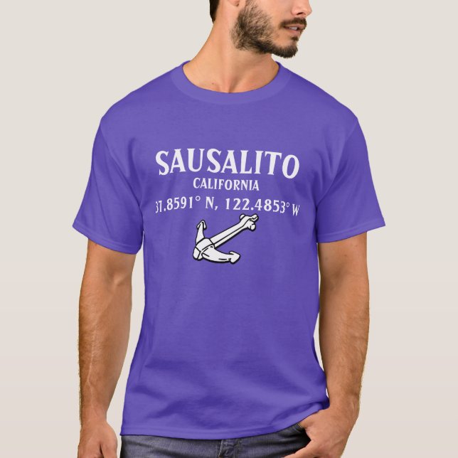 Sausalito Latitude & Longitud Shirt med ankare T Shirt (Framsida)