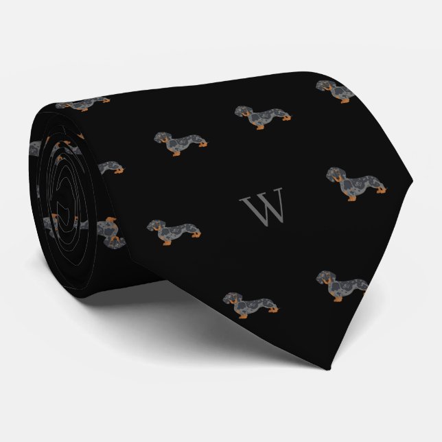 Sause Dachshund Hund Monogrammed Initialer Black Slips (Rullad)