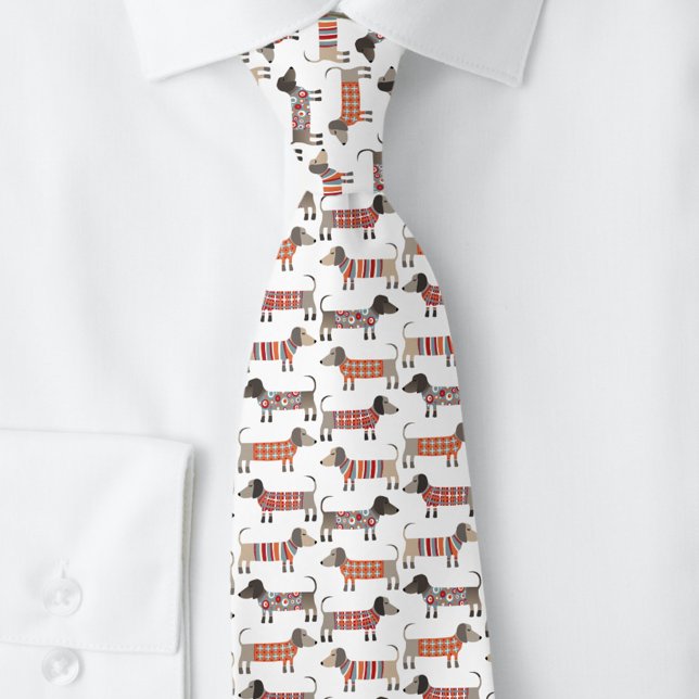 Sause Hund Dachshund Mönster Slips (Dachshund Wiener Sausage Dog tie for dog lovers.)
