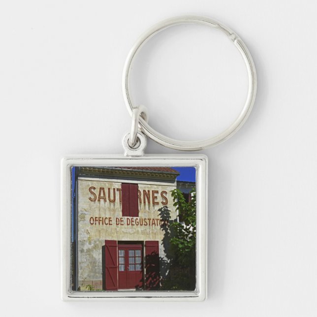 Sauternes Office de Degustation (Vin-provning) Fyrkantig Silverfärgad Nyckelring (Framsidan)