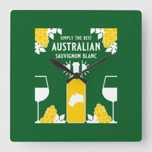 Sauvignon Blanc Vin Drinker Fyrkantig Klocka
