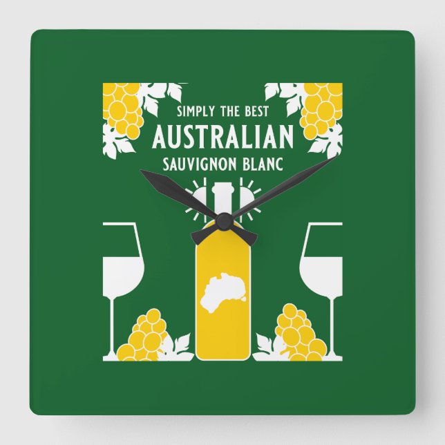 Sauvignon Blanc Vin Drinker Fyrkantig Klocka (Framsida)