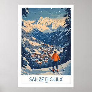 Sauze dOulx skidukkonstaffisch Italien 1 Poster