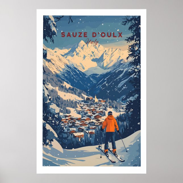 Sauze dOulx Skidväggkonst 1 Poster (Framsidan)