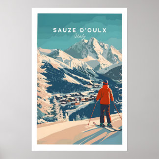 Sauze dOulx Utskrift Italien 1 Poster