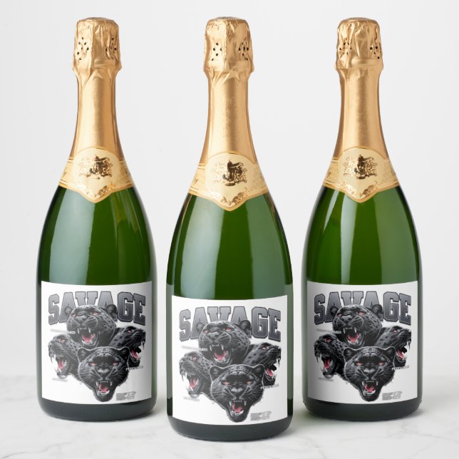 Savage Alpha Gorilla Champagne-etiketter - Kraftfu (Flaskor)