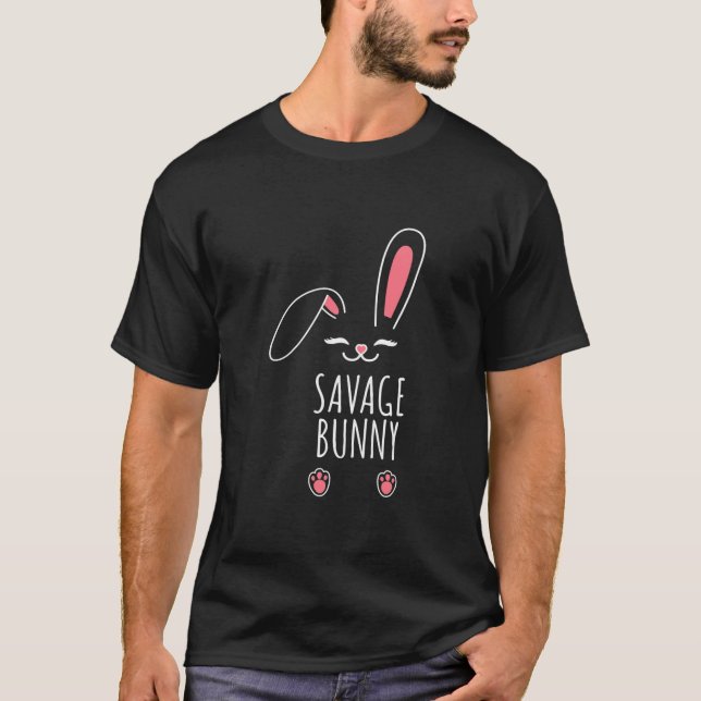 Savage Bunny Funny Matching Påskhare Egg T Shirt (Framsida)