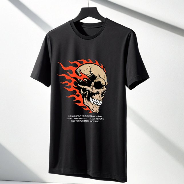 Savage Flaming Skull Gym T-Shirt — No Shortcuts  (Skapare uppladdad)